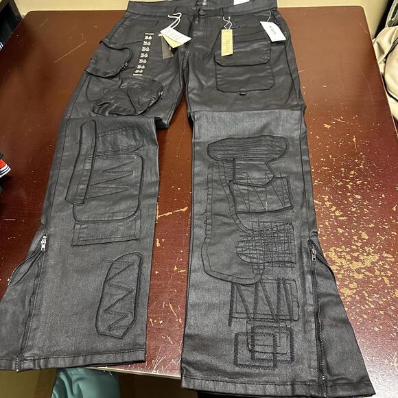 Reason Clothing Black Matte men’s flare bottom jeans size 36 or 38 waist - Picture 5 of 5